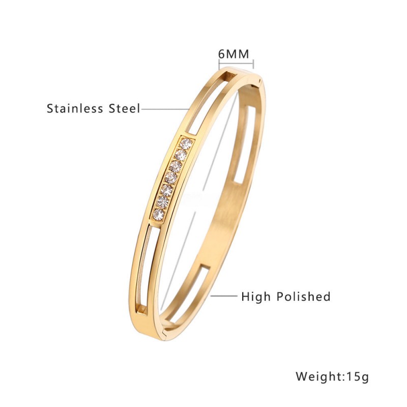 18K gold plated diamond retro stacked titanium steel bracele
