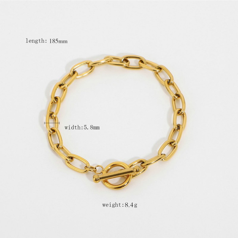 fashion gold-plated stainless steel oval chain bracelet