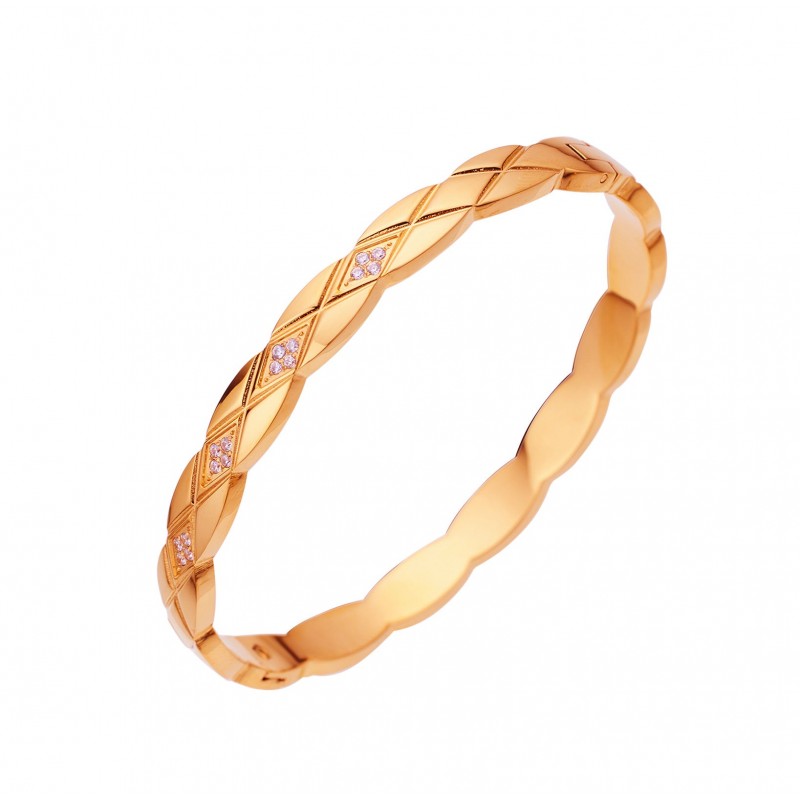 18K gold plated diamond retro stacked titanium steel bracele