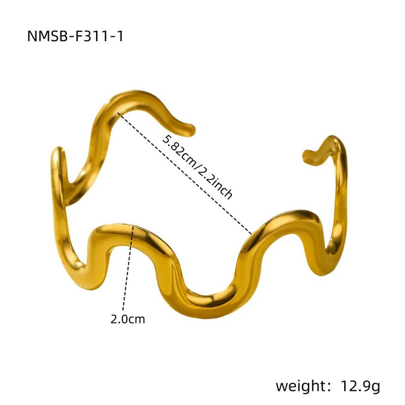 Titanium steel wave necklace bracelet 18K gold stainless steel jewelry