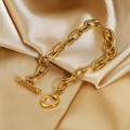 fashion gold-plated stainless steel oval chain bracelet