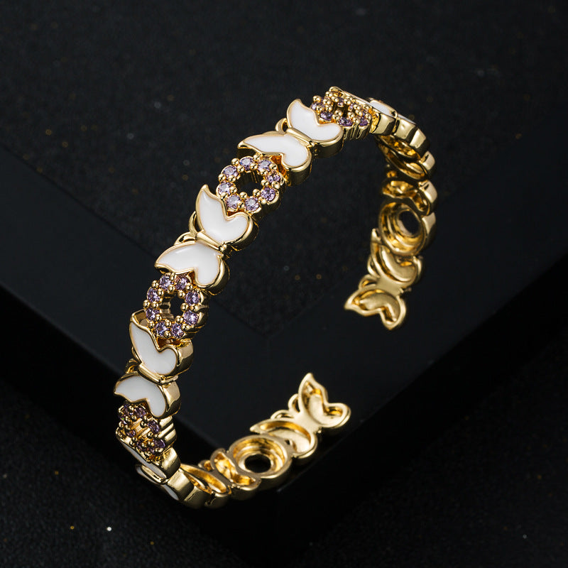 Copper Gold Plated Oil Dropping Butterfly Bracelet Advanced 