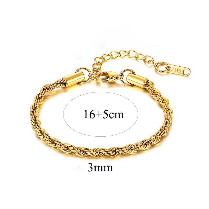 Stainless Steel Twist Bracelet Gold Plated Braided Chain