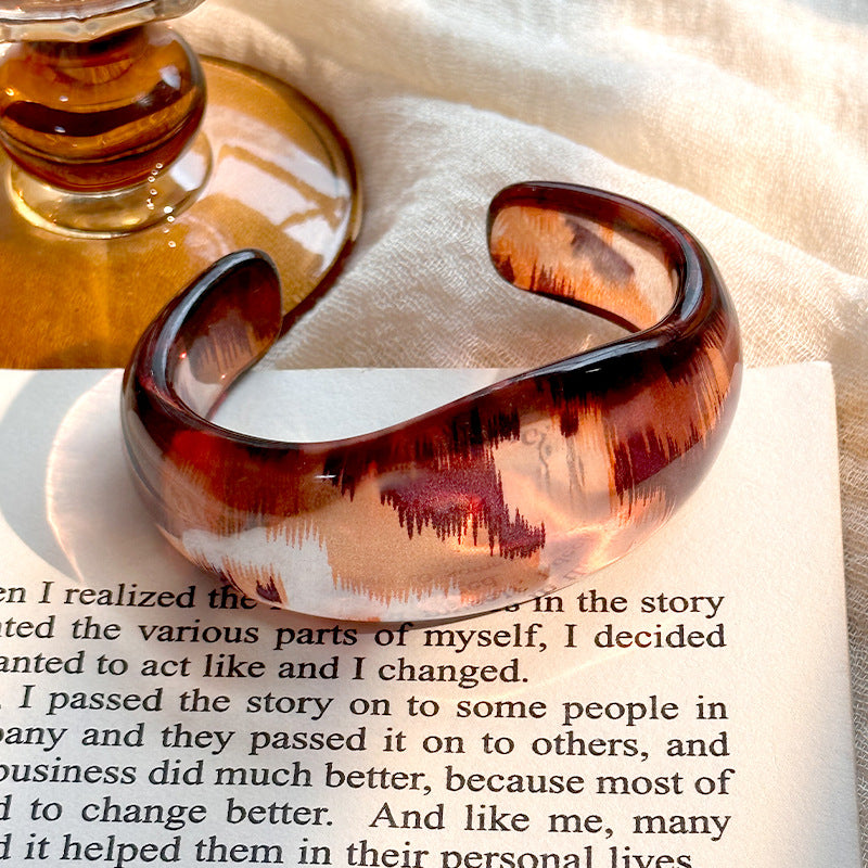 10pcs Bracelet C- shaped Simple Resin Bracelet Fashion Leopa