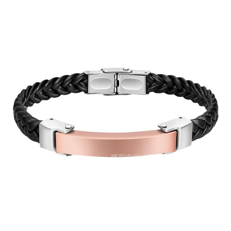 Silicone Bracelet Microfiber Titanium Steel Gold-plated Rose