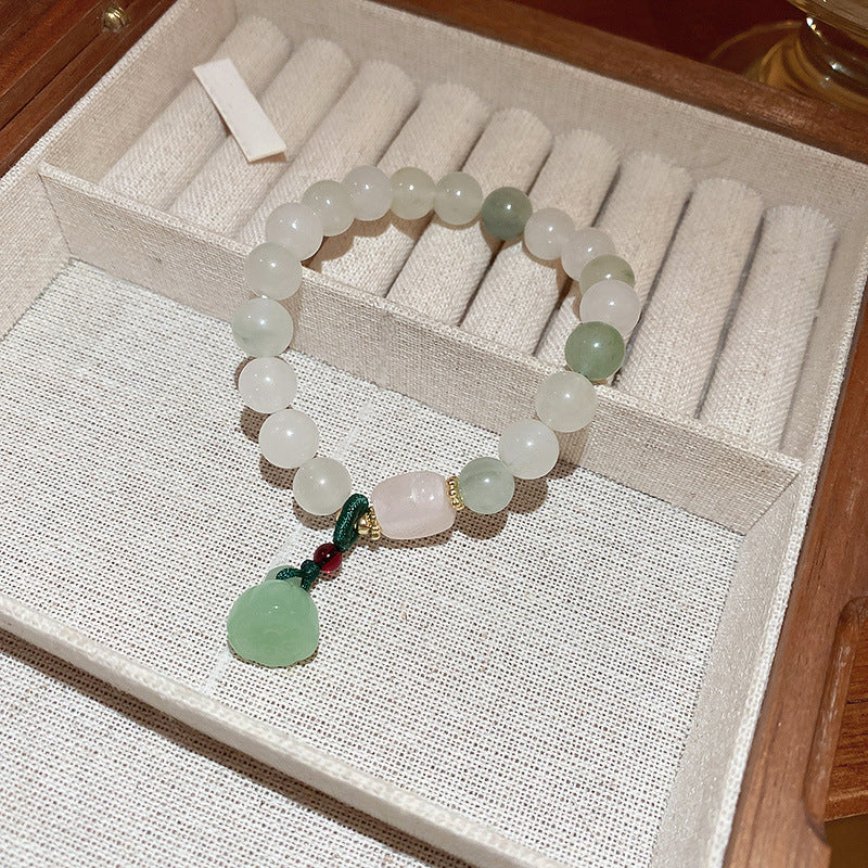Tide Elegant Pearl Crystal Jade Double Circle Bracelet