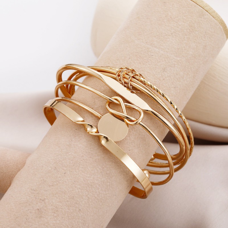 Creative geometric smooth open knot bracelet 5-piece set