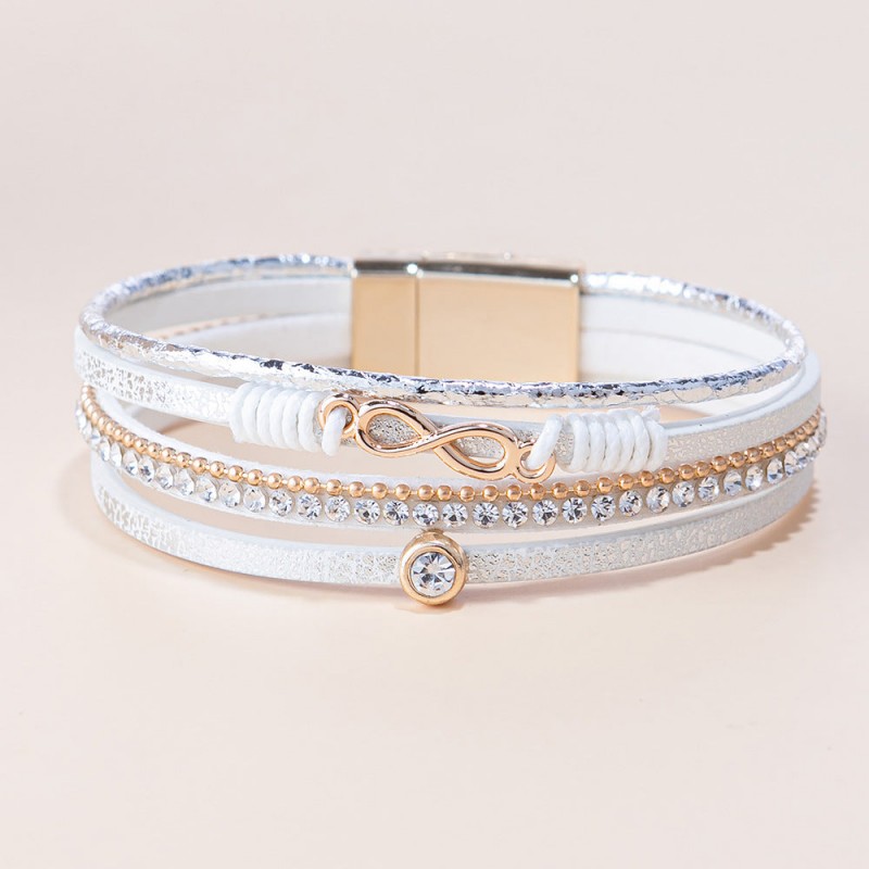 Punk Style Multi-layer Diamond Leather Bracelet