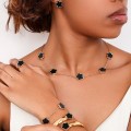 Metal New Five Leaf Clover Flower Bracelet Necklace Earrings