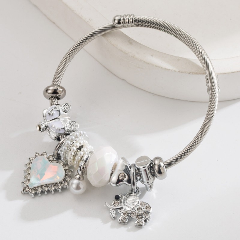 Stainless Steel Bracelet for Women Alloy Heart Elephant Pear
