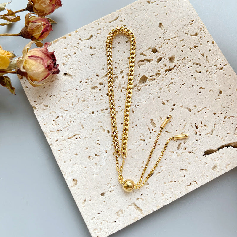 Titanium steel golden wheat ear bracelet