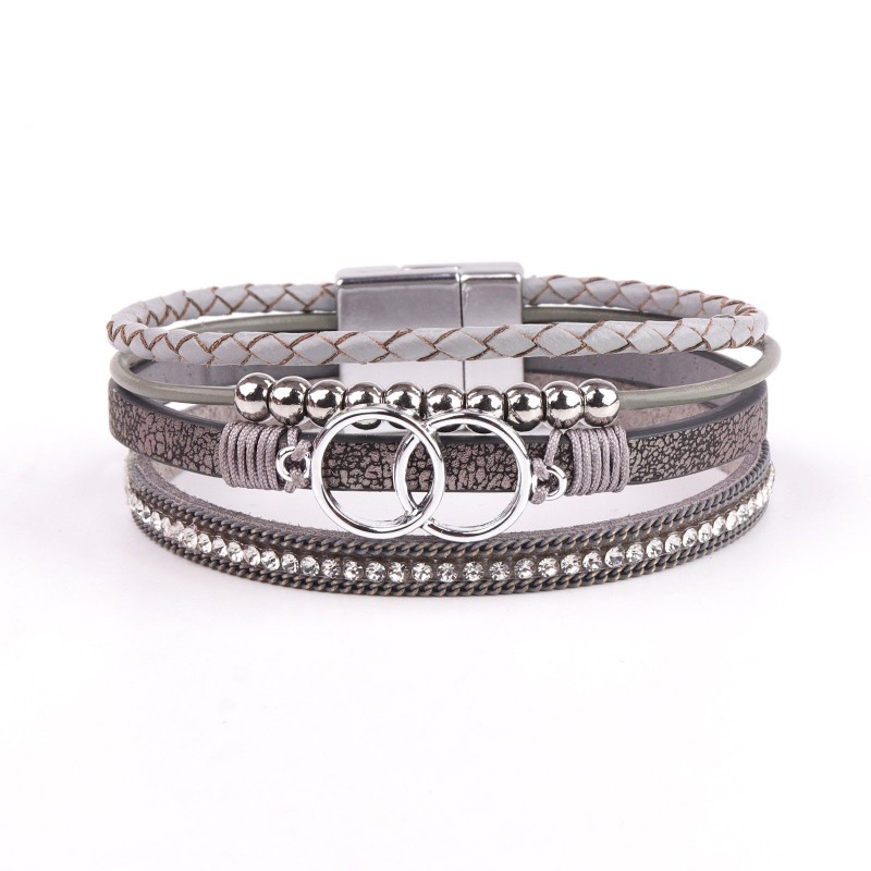 Diamond Four Layer Braided Leather Bohemian Bracelet