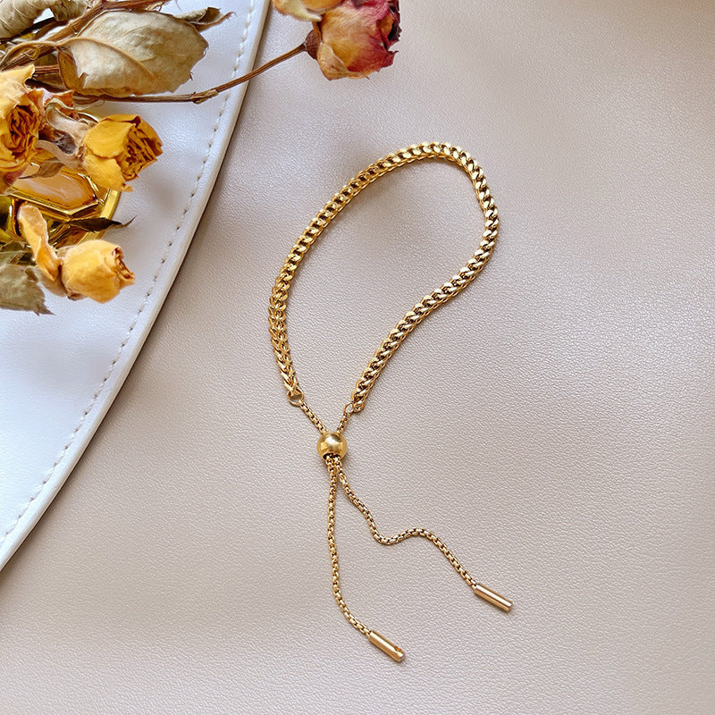 Titanium steel golden wheat ear bracelet