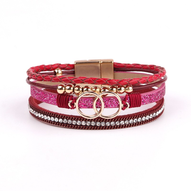Diamond Four Layer Braided Leather Bohemian Bracelet