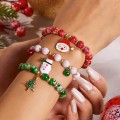 Christmas bracelet set snowman beaded bracelet