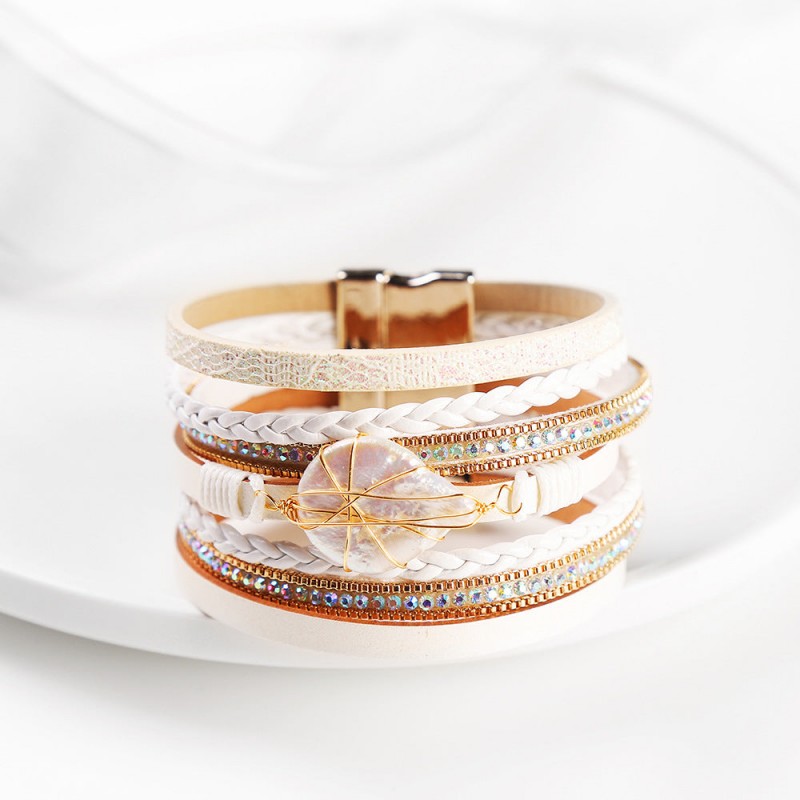 Baroque Freshwater Pearl Braided Multi-Layered Leather Bracelet