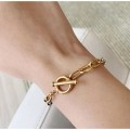 fashion gold-plated stainless steel oval chain bracelet