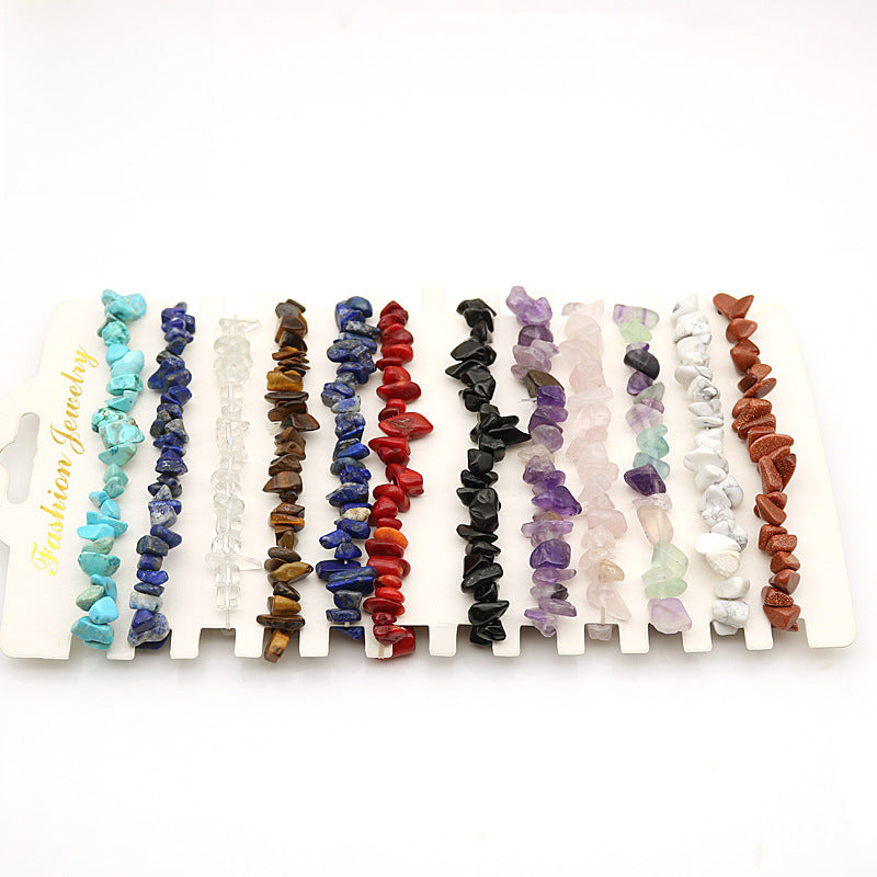 5pcs natural crystal gravel elastic bracelet colorful gravel