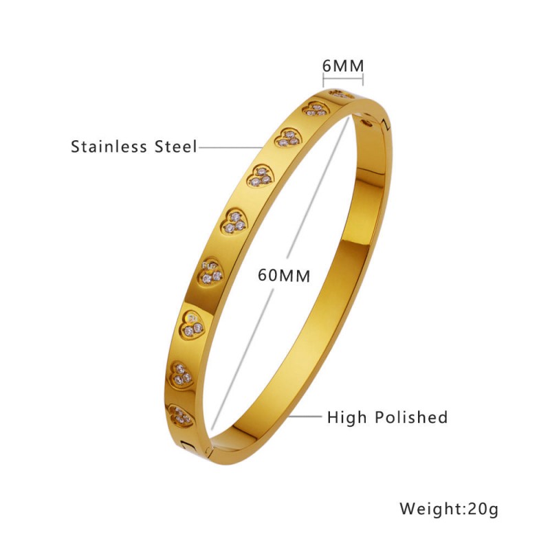 18K gold plated diamond retro stacked titanium steel bracele