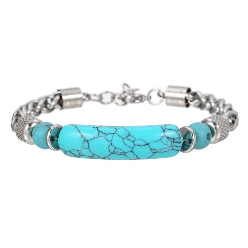 Turquoise Bracelet Vintage Stainless Steel Chain