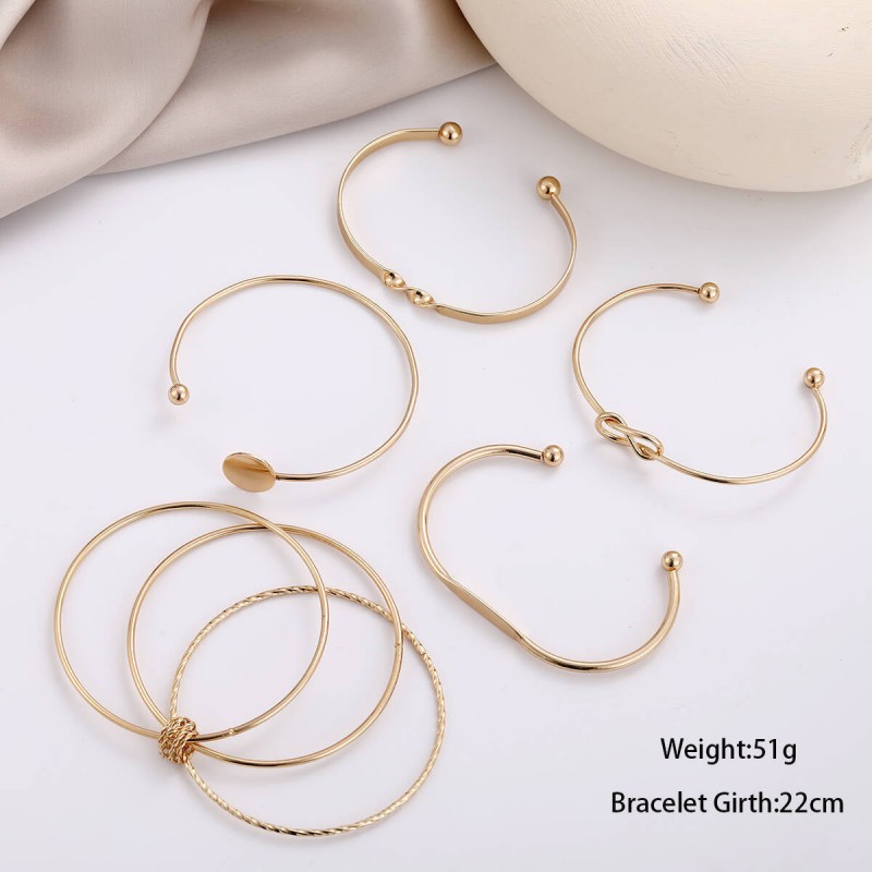 Creative geometric smooth open knot bracelet 5-piece set