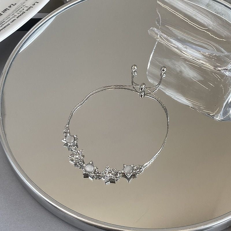 Cat's Eye Zirconia Star Pull-Out Adjustable Bracelet