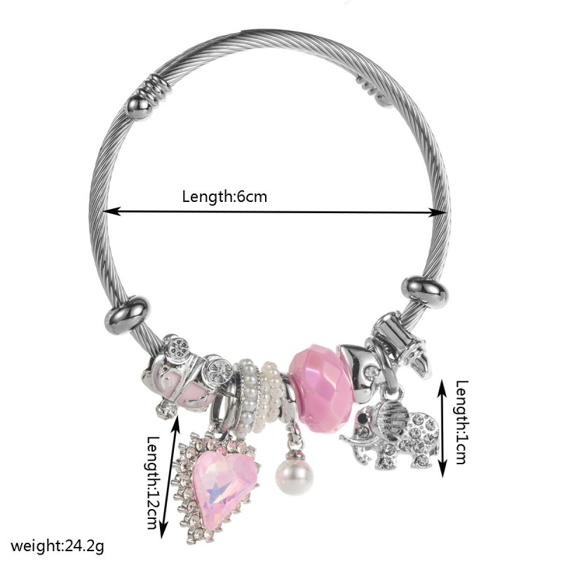 Stainless Steel Bracelet for Women Alloy Heart Elephant Pear