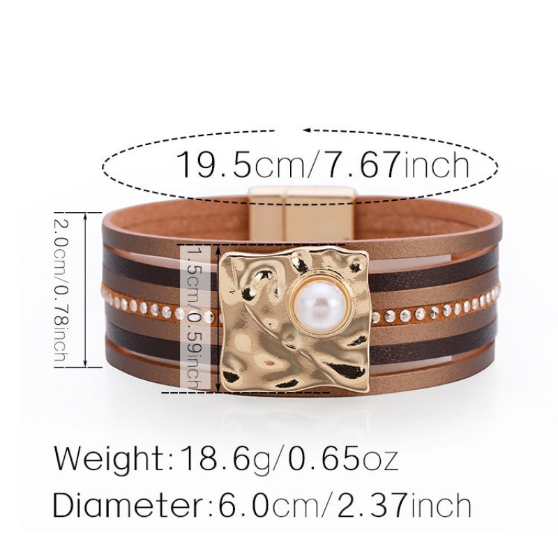Bohemian Multi-layered Leather Buckle with Pearl Bracelet