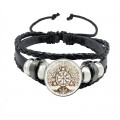 Compass Time Gem Retro Punk Leather Adjustable Bracelet