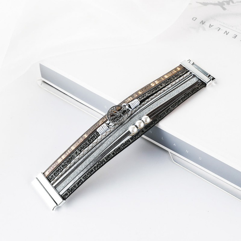 Hand Woven Leather Hollow Tree of Life Multilayer Bracelet