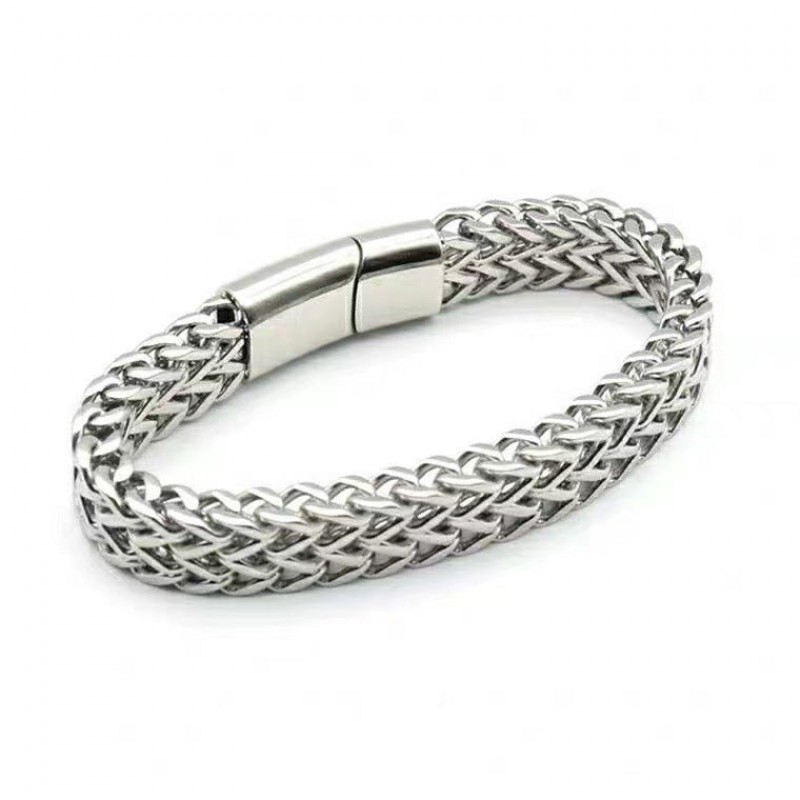 Titanium steel bracelet double row square chain magnet clasp
