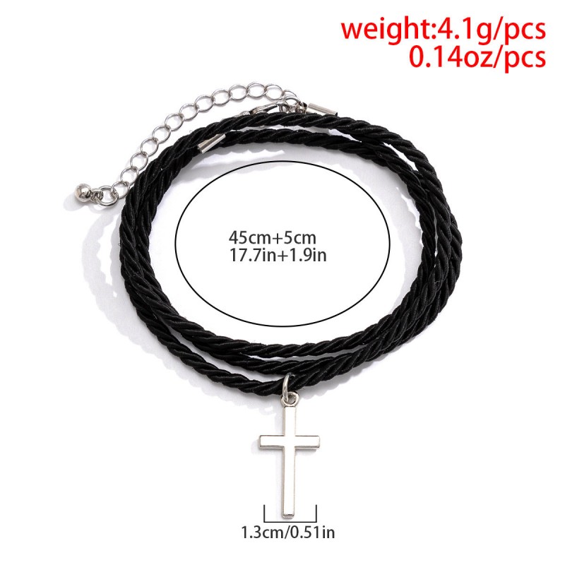 Multi-layered braided cross bracelet for men