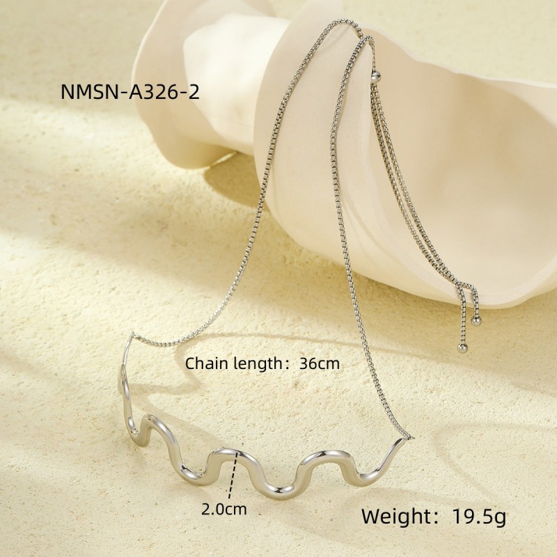 Titanium steel wave necklace bracelet 18K gold stainless steel jewelry