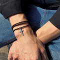 Multi-layered braided cross bracelet for men