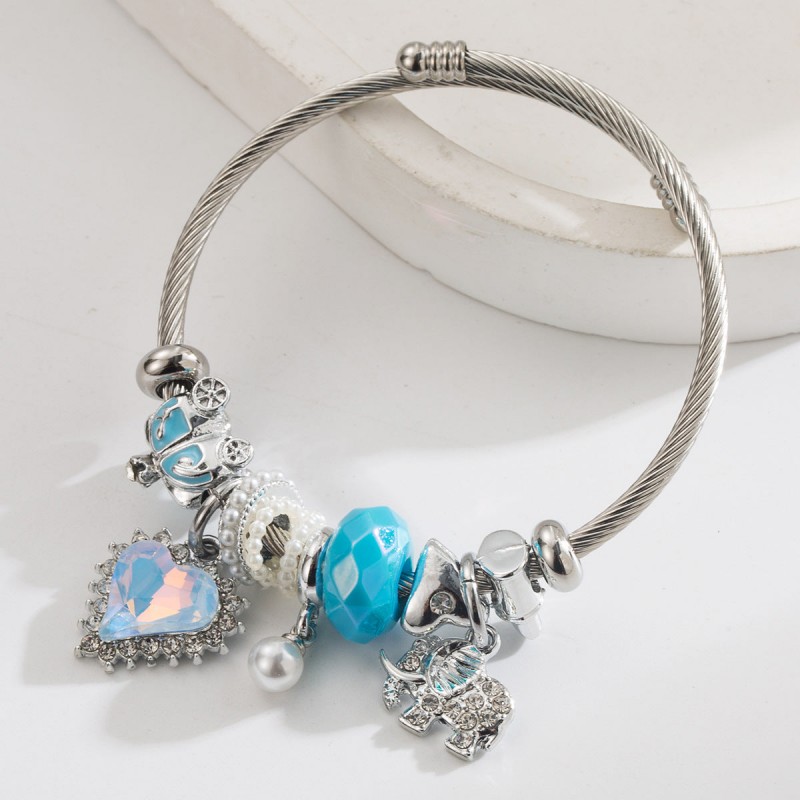 Stainless Steel Bracelet for Women Alloy Heart Elephant Pear