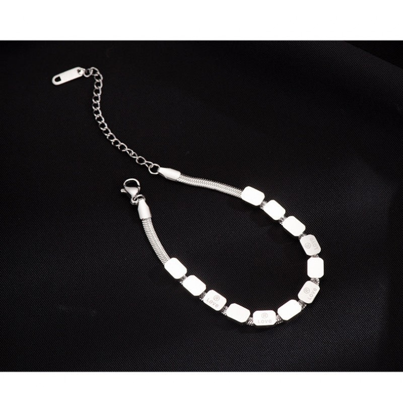 Titanium steel non-fading retro LOVE square snake bone bracelet