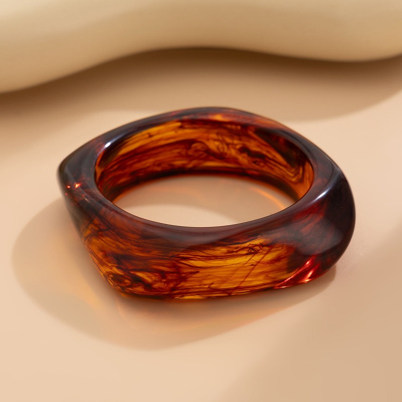 Retro Asymmetrical Smudged Bracelet Round Wide Acrylic Brace