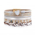 Retro Hand-woven Leather Multi-layer Diamond-encrusted Ethnic Style Gravel Bracelet