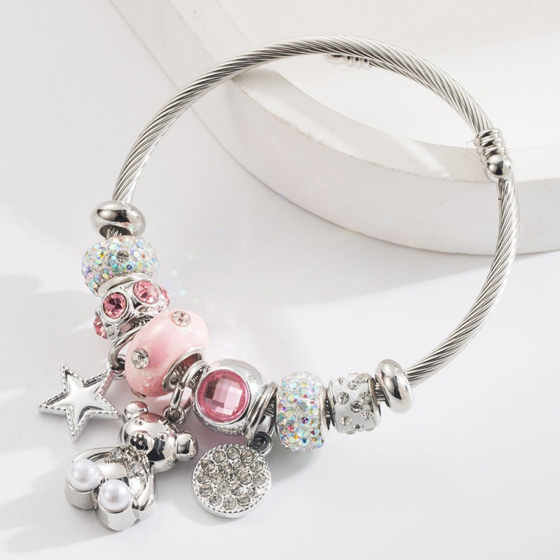 New Style Personalized Creative DIY Bear Star Round Stainles