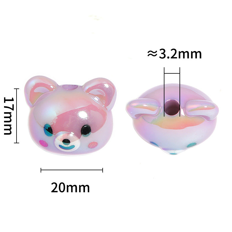 Acrylic Cute Bear Beaded Cartoon Animal Vertical Hole Beads 