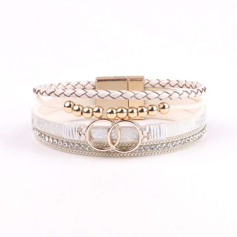 Diamond Four Layer Braided Leather Bohemian Bracelet