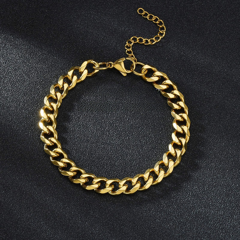 Stainless steel stylish six-sided polished Cuban chain