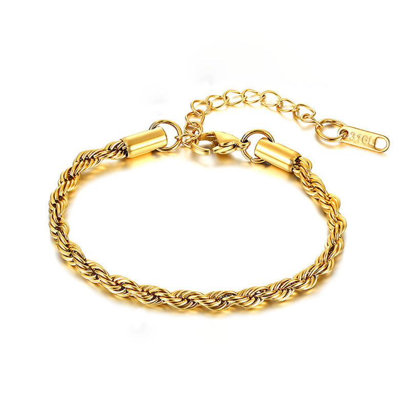 Stainless Steel Twist Bracelet Gold Plated Braided Chain