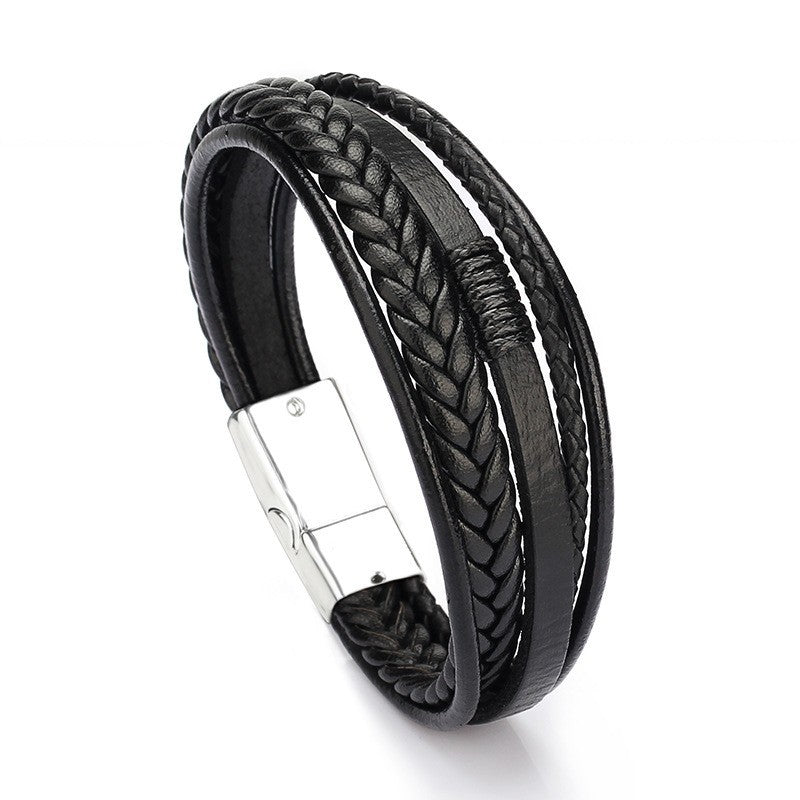 Hand-woven leather bracelet