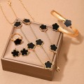 Metal New Five Leaf Clover Flower Bracelet Necklace Earrings
