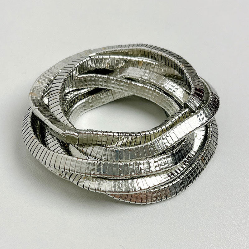 Light Luxury Multi-layer Gold and Silver Stacked Stretch Bracelet