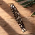 Leopard Print Magnetic Buckle Leather Bracelet