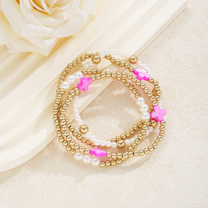 Bohemian Bead Cross Bracelet 4-Piece Set