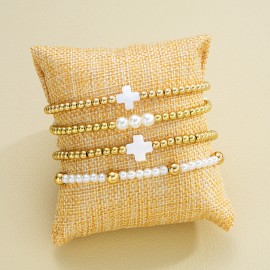 Bohemian Bead Cross Bracelet 4-Piece Set